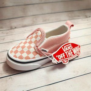 Light Pink Checkered Toddler Vans